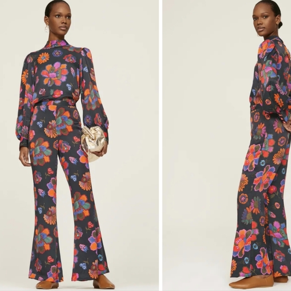 FARM Rio Tops - FARM Rio Lily's Garden Mock Neck Blouse Women's XS Floral‎ Colorful Vacation